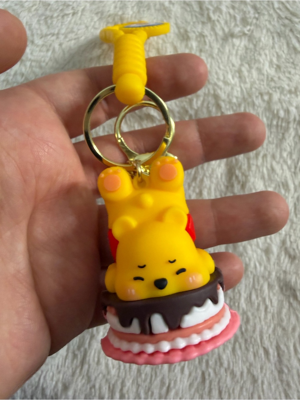 Yellow Bear Cake Keychain Plush Toy for Kids